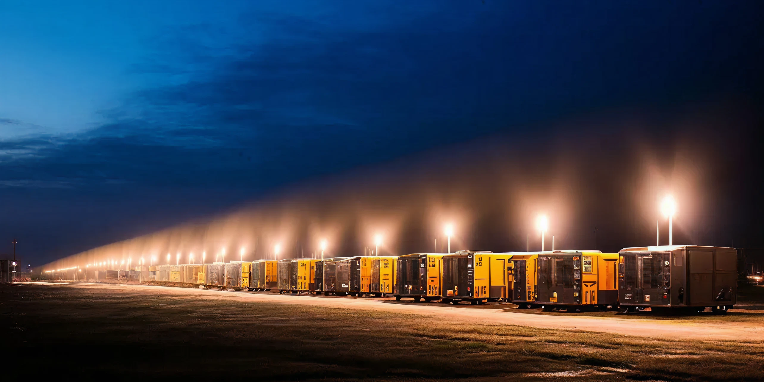 Industrial site at dusk — 24/7 emergency rental boilers