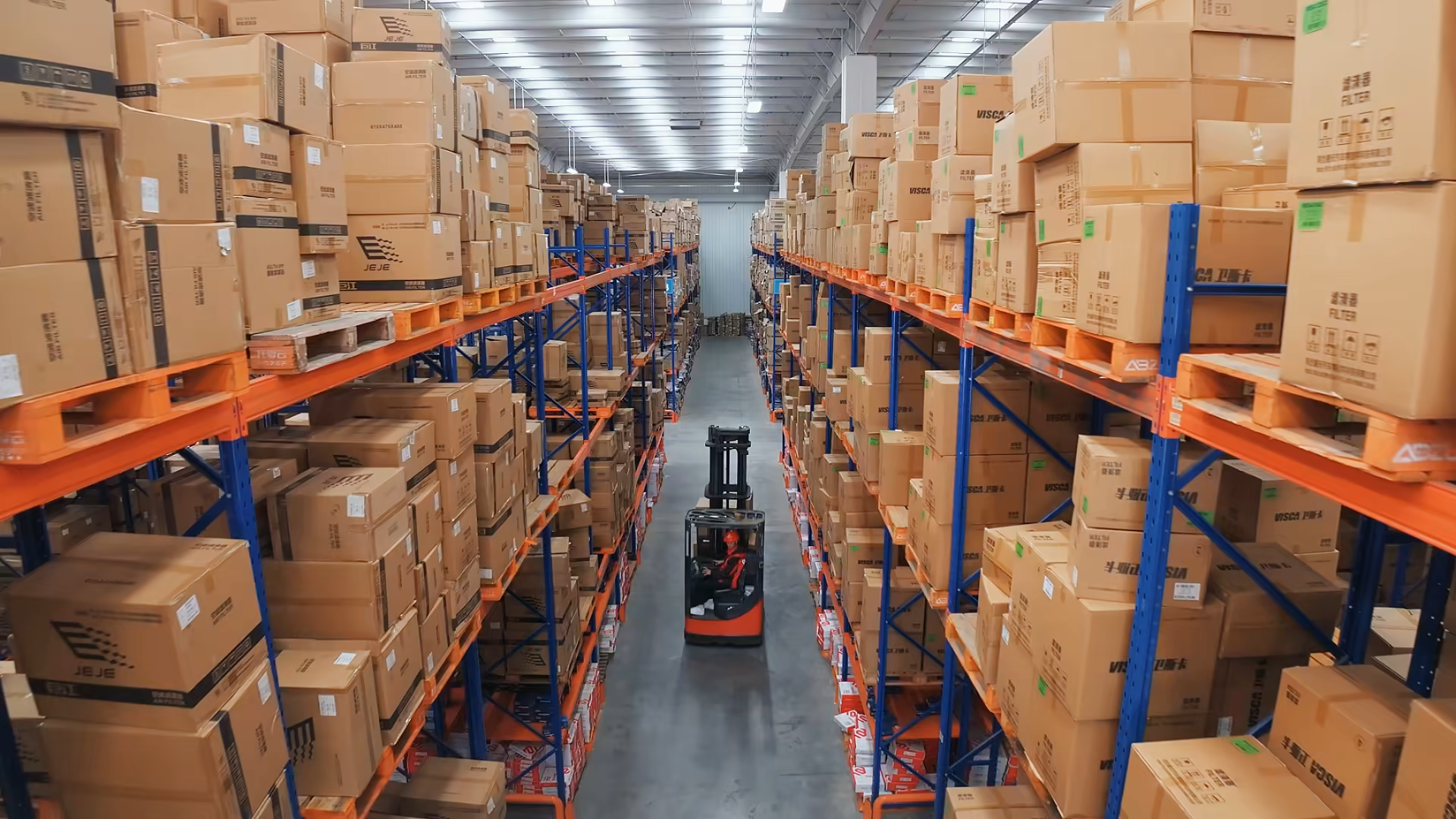Spare parts inventory shelves with essential boiler components