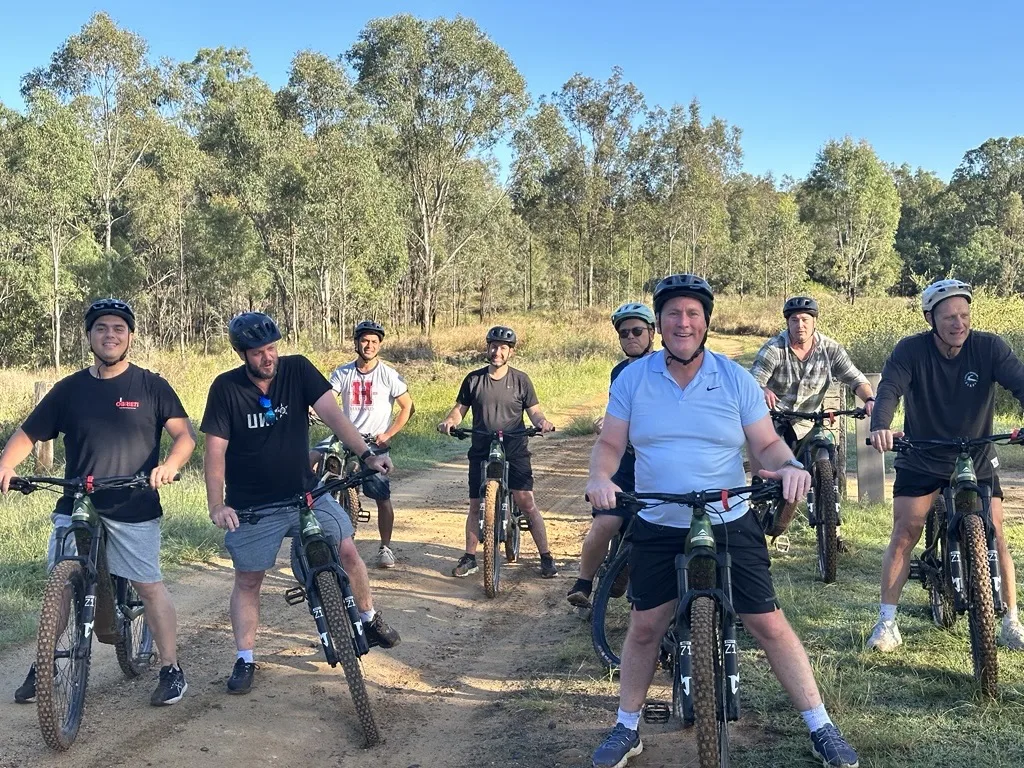 O’Brien team on a mountain bike trail ride