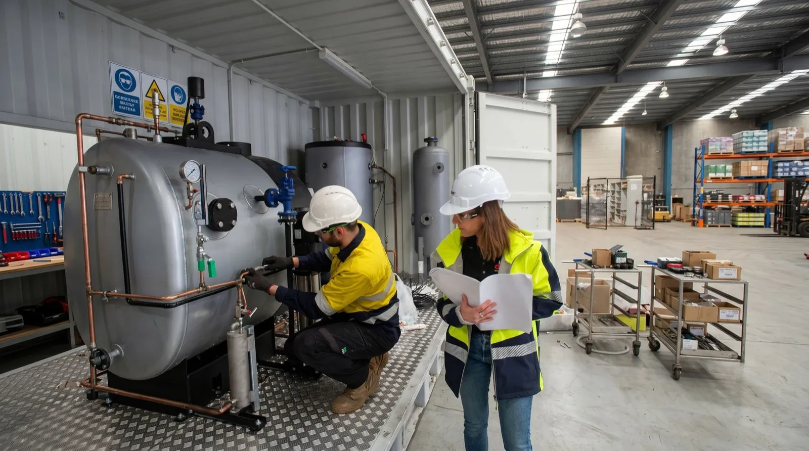 O'Brien boiler training session in the workshop