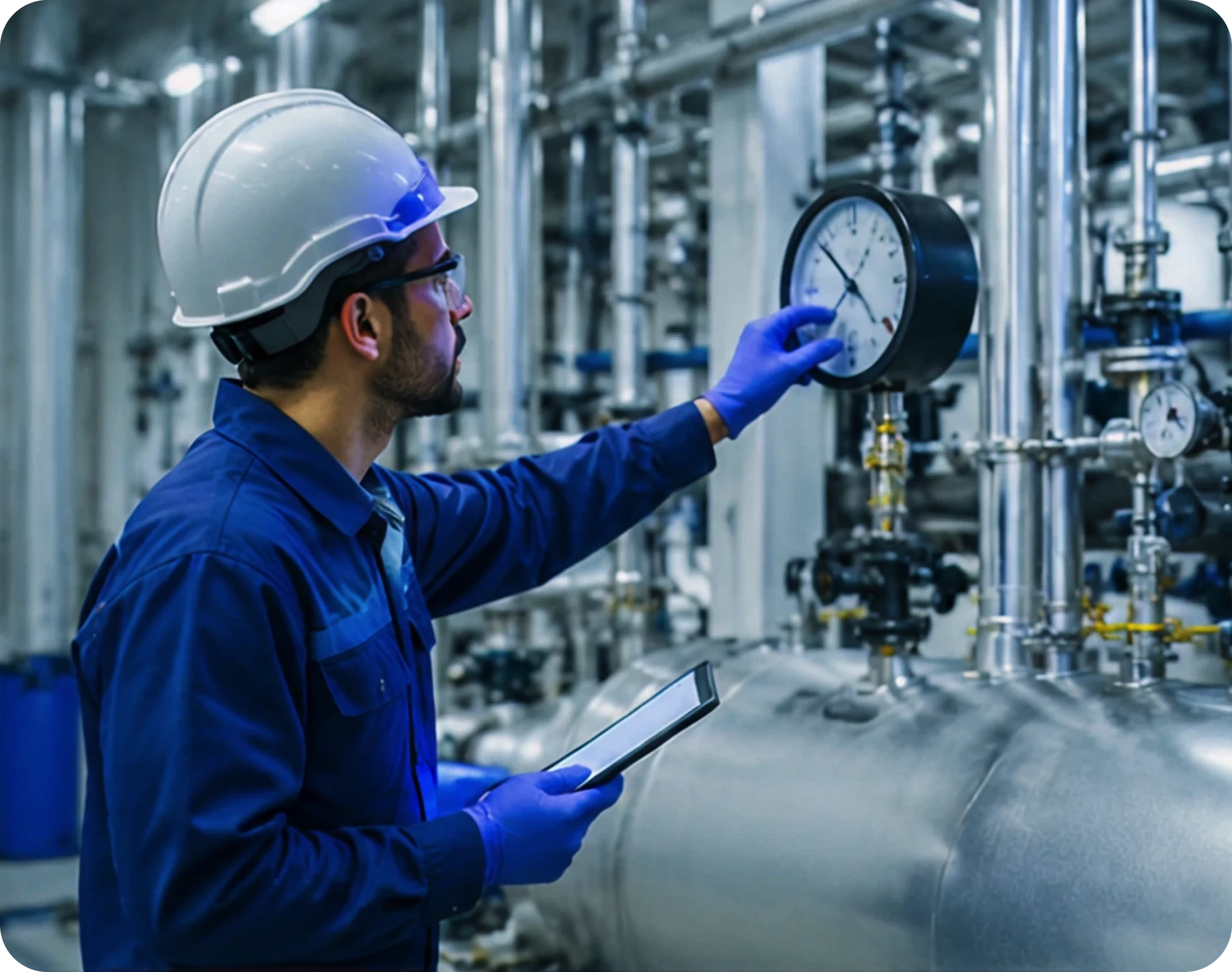 Quality control inspector in food processing plant