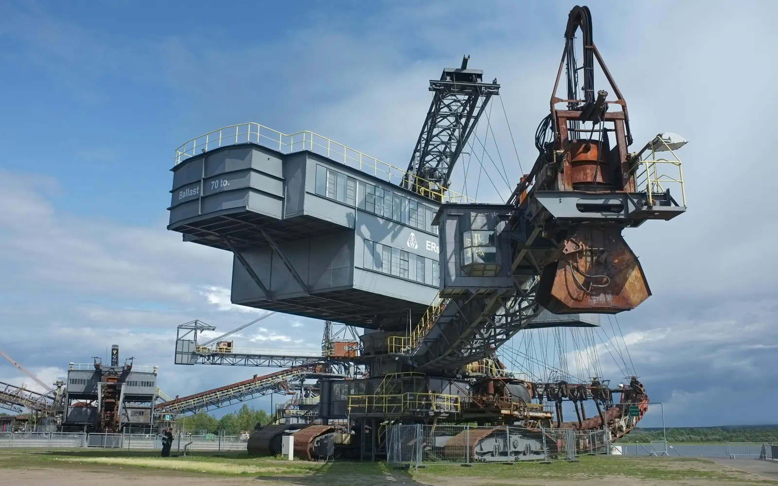 Open-cut mining operation with haul trucks