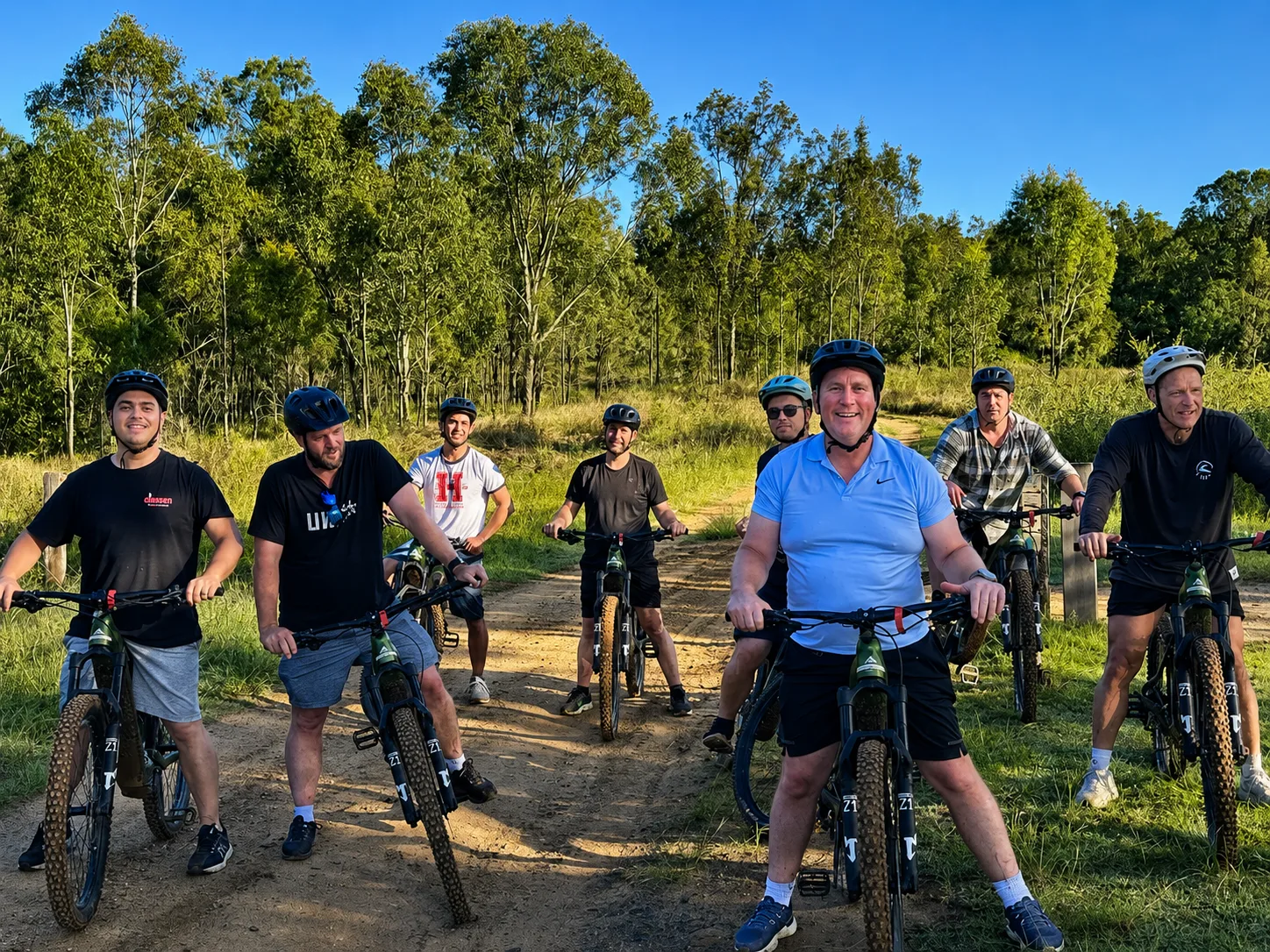 O’Brien team on a mountain bike trail ride